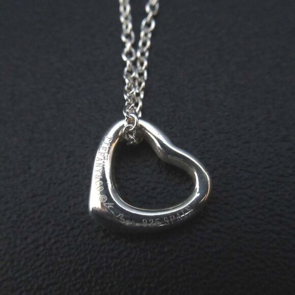Tiffany & Co Elsa Peretti Mini Open Heart Necklace Pendant 925 SV